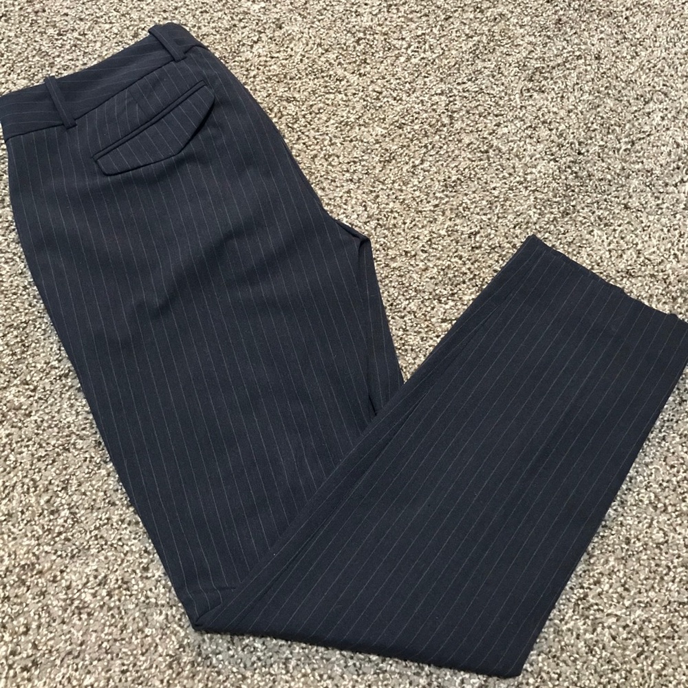 Pinstriped Blue Slim Cropped Dress Pants